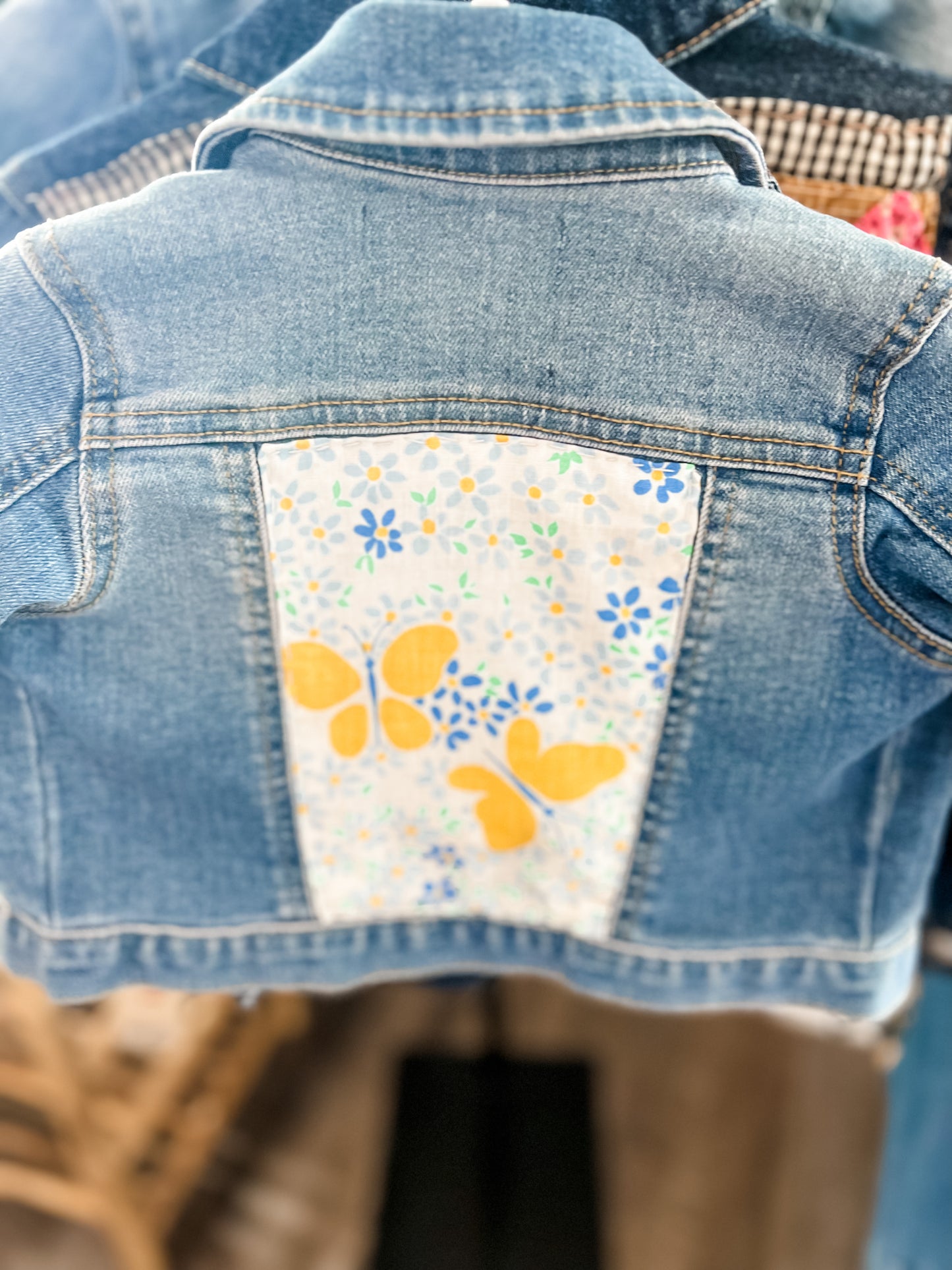 Girls' Repurposed Denim Jacket w Patchwork
