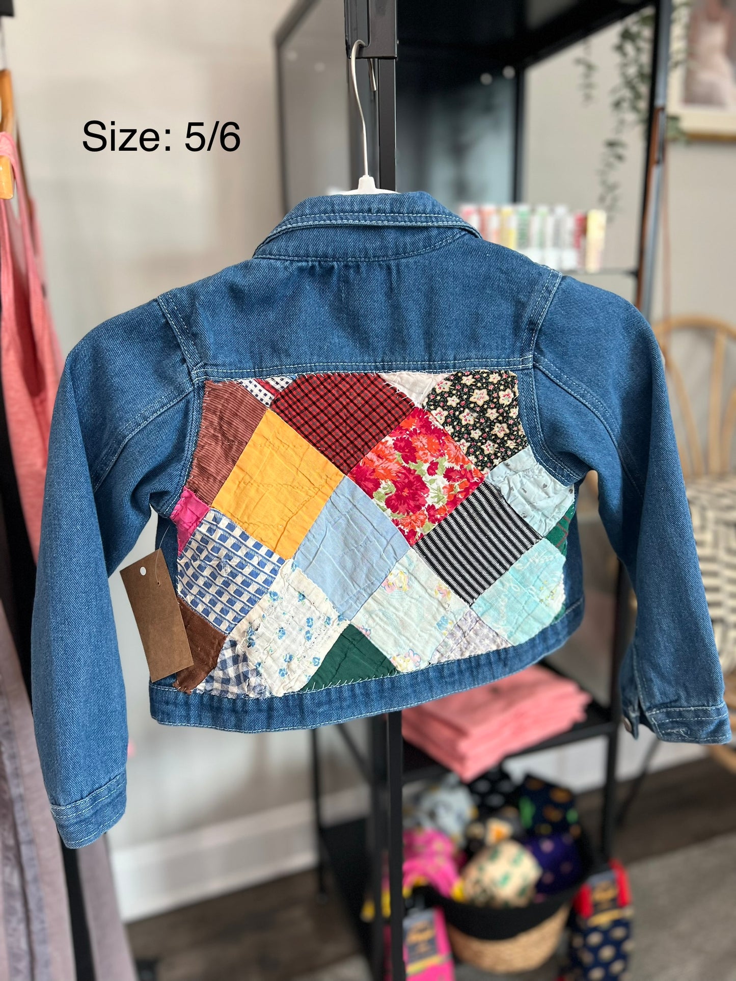 Girls' Repurposed Denim Jacket w Patchwork