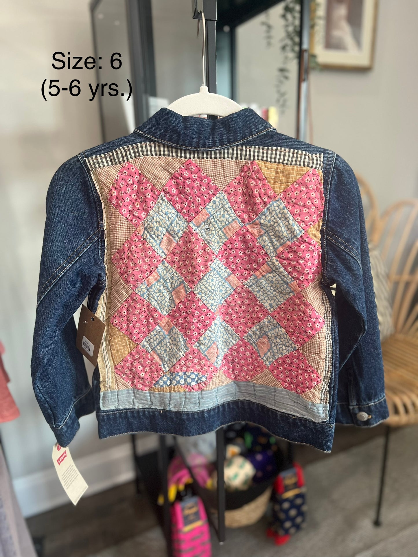 Girls' Repurposed Denim Jacket w Patchwork