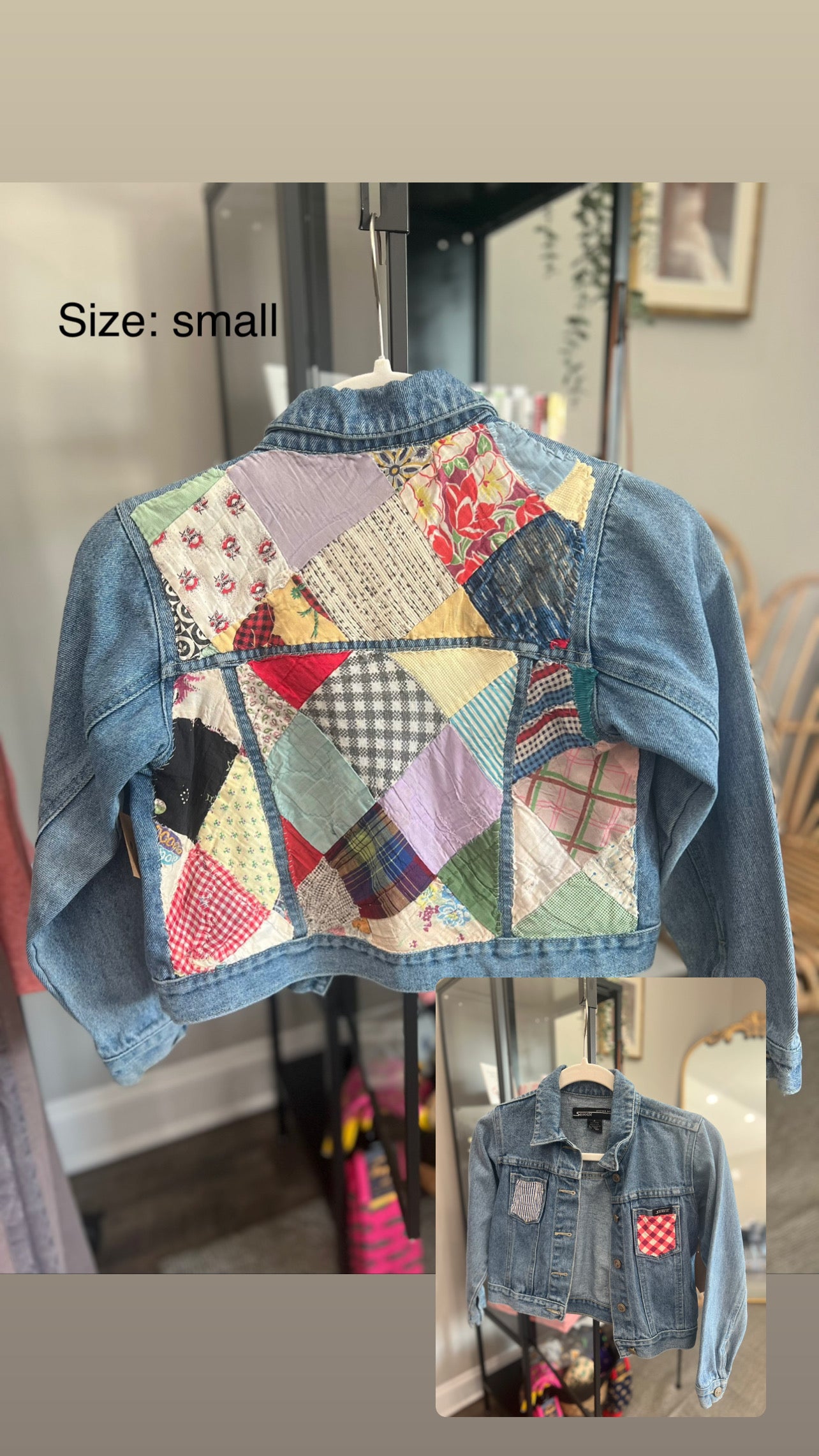 Girls' Repurposed Denim Jacket w Patchwork