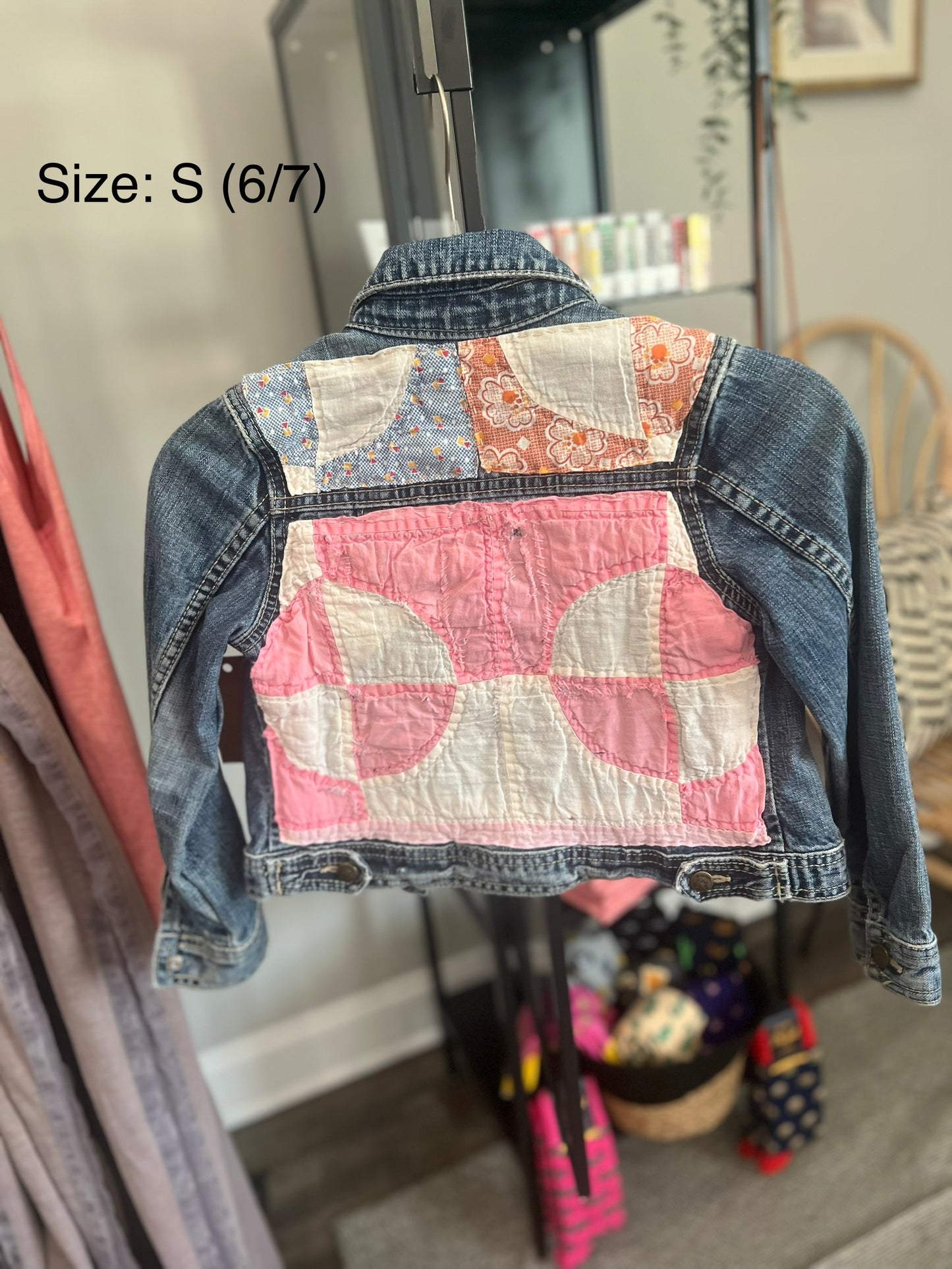 Girls' Repurposed Denim Jacket w Patchwork