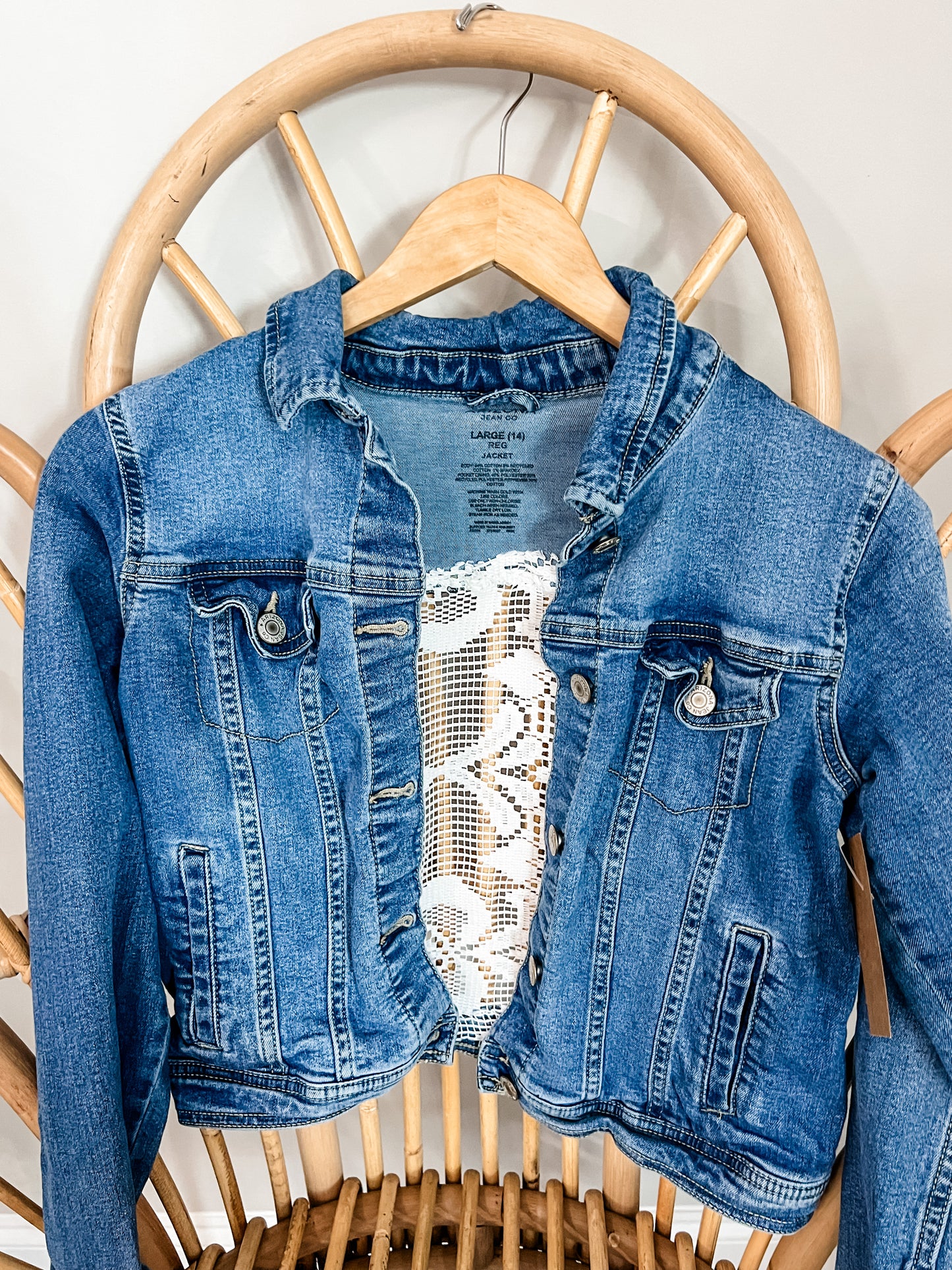 Girls' Repurposed Denim Jacket w Patchwork