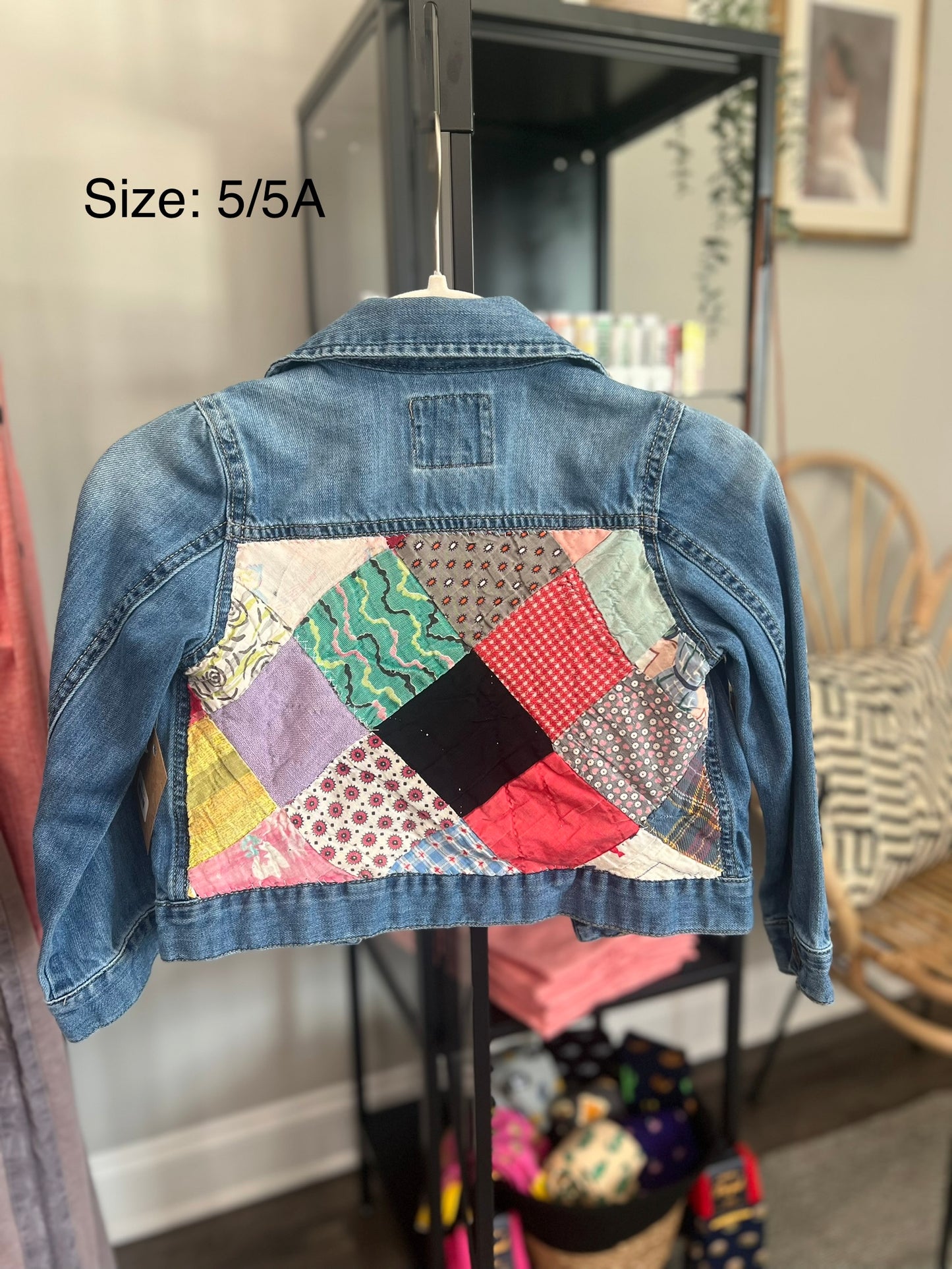 Girls' Repurposed Denim Jacket w Patchwork