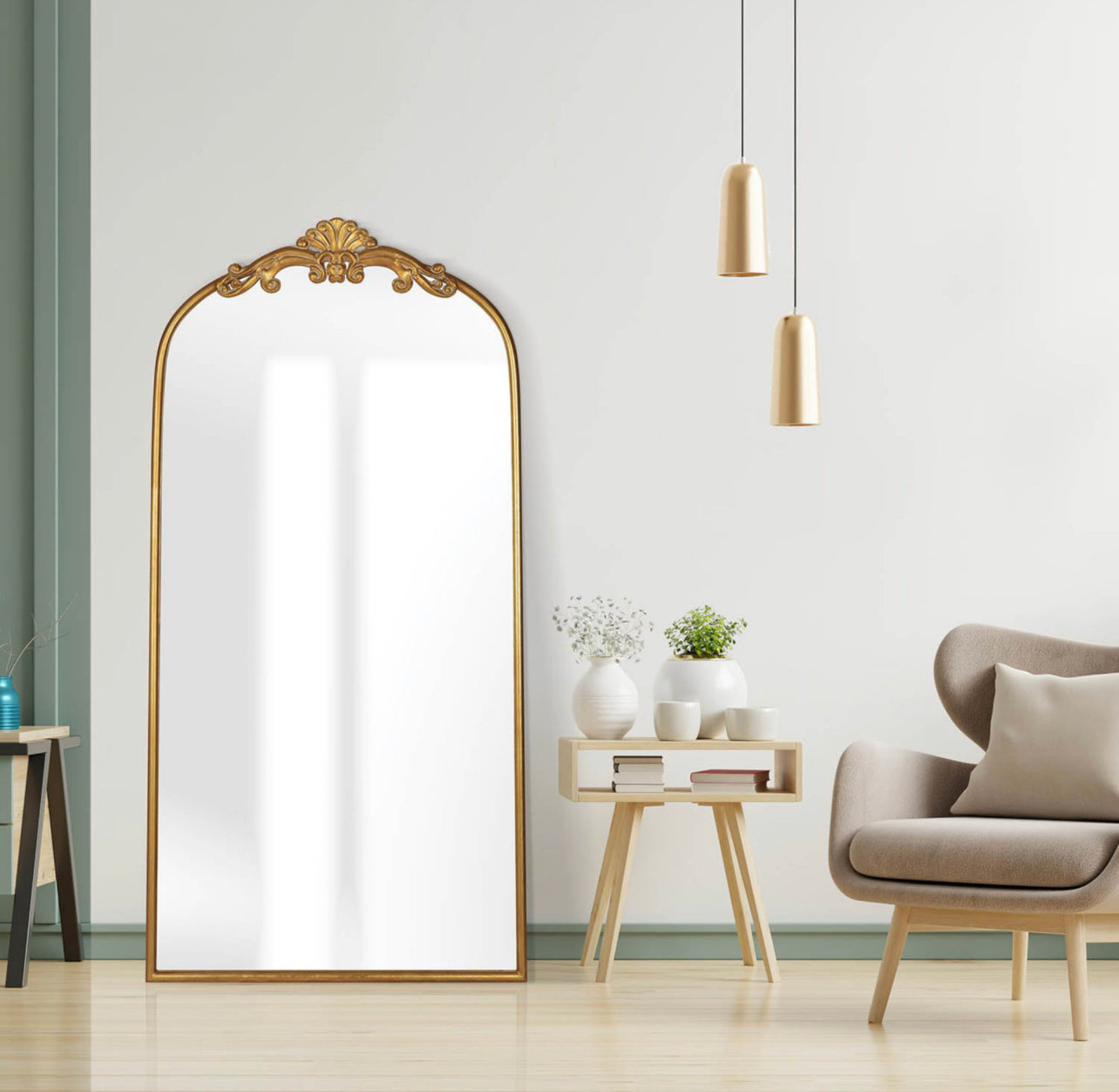 Antique Gold Leaning Mirror