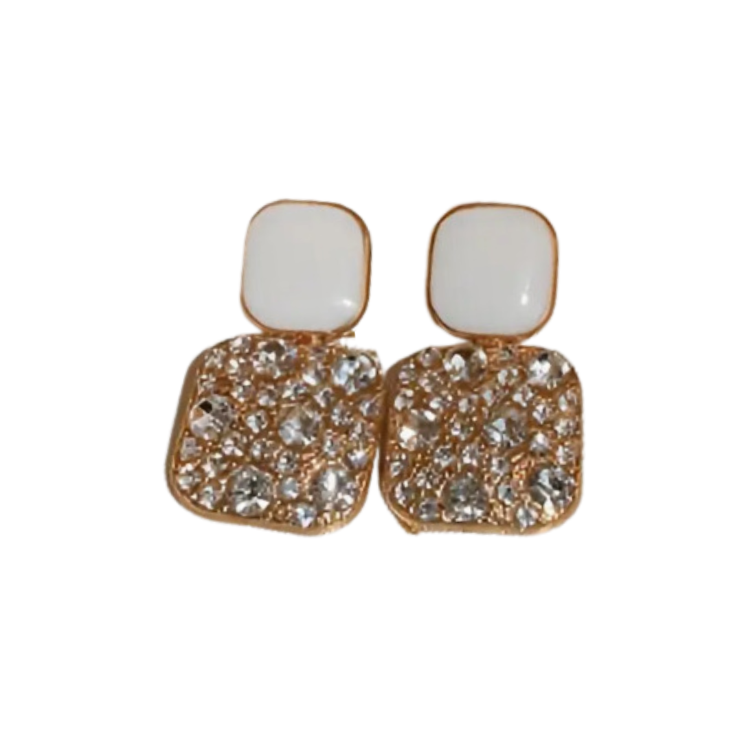 Square Rhinestone Dangle Earrings