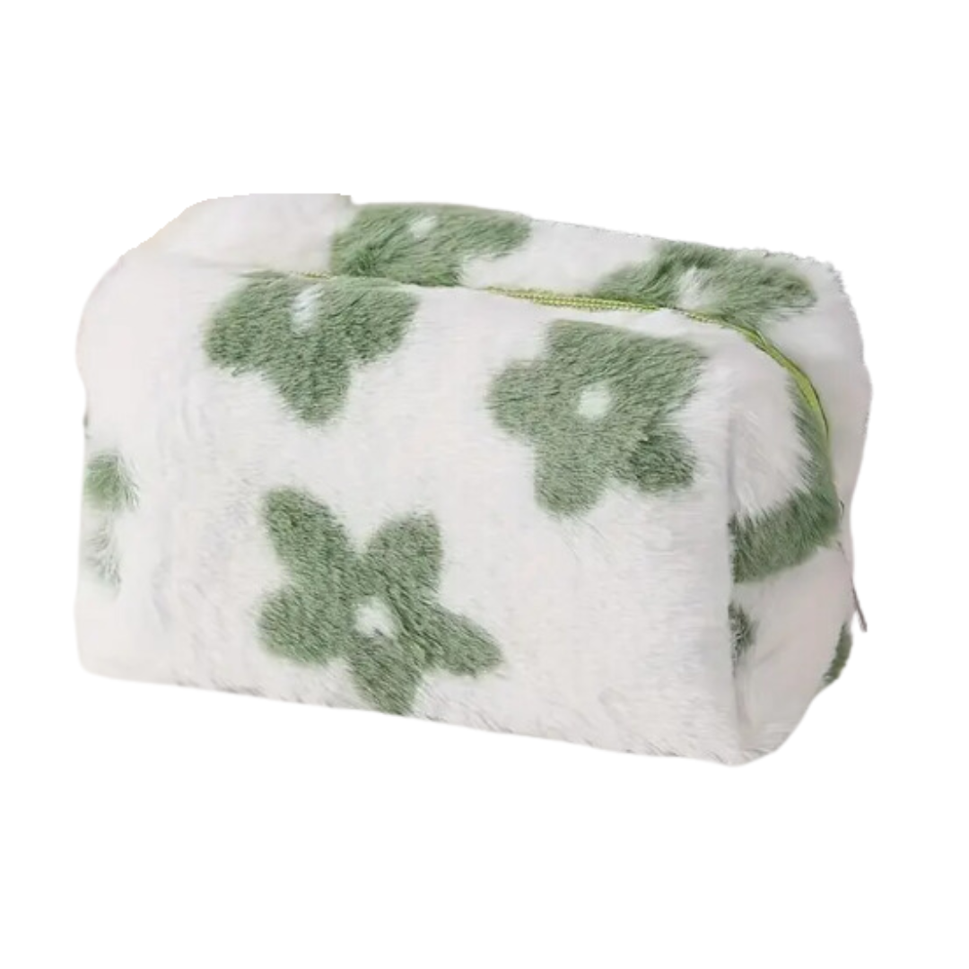 Green Flower Zipper Pouch