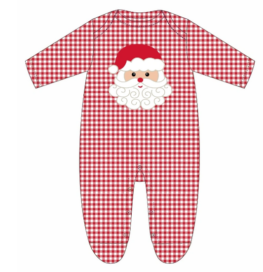 Kids Red Gingham Santa Onesie