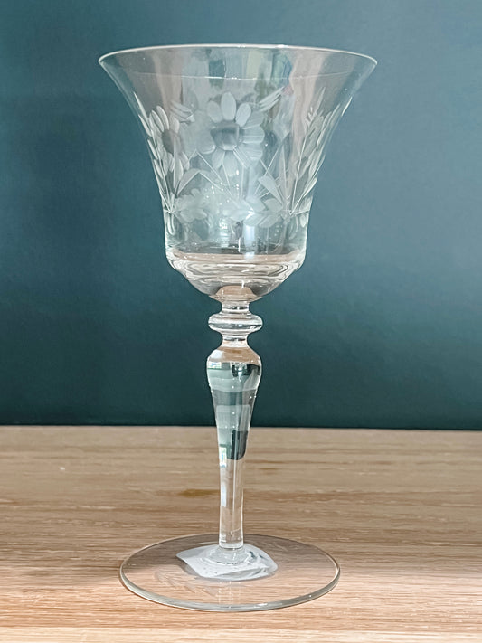 Vintage Etched Champagne Glass