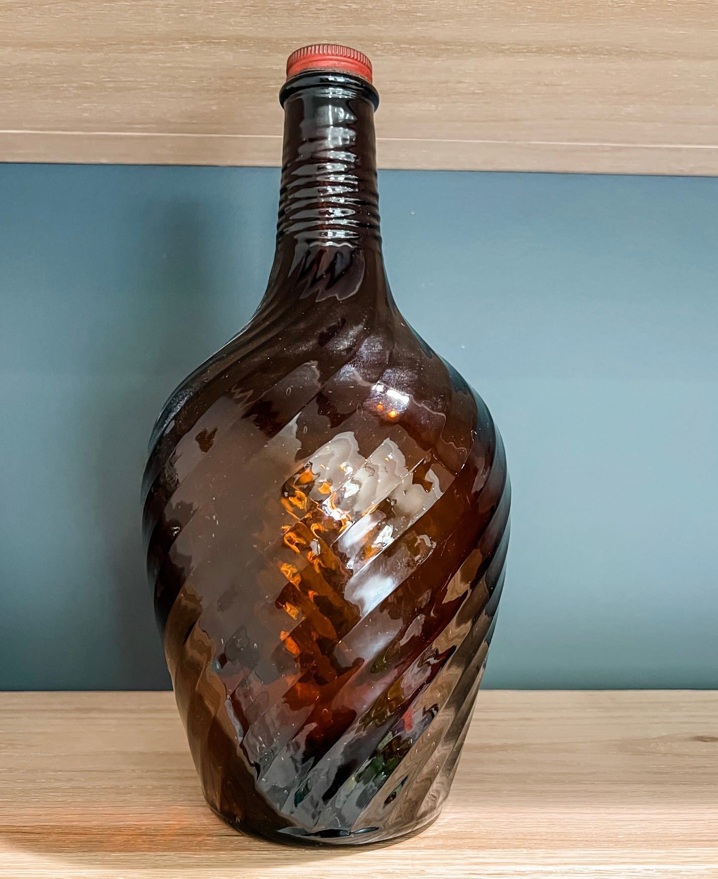 Vintage Amber Swirl Bottle