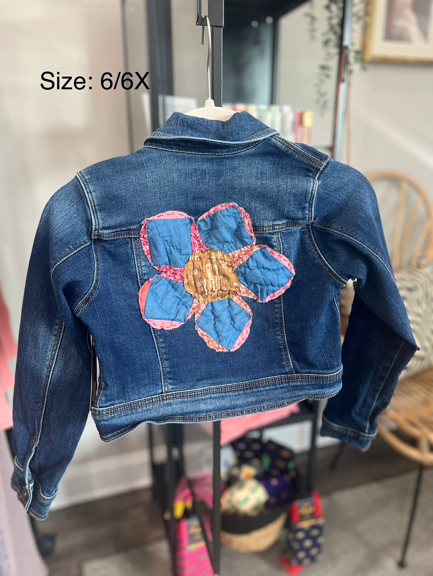 Girls' Repurposed Denim Jacket w Patchwork