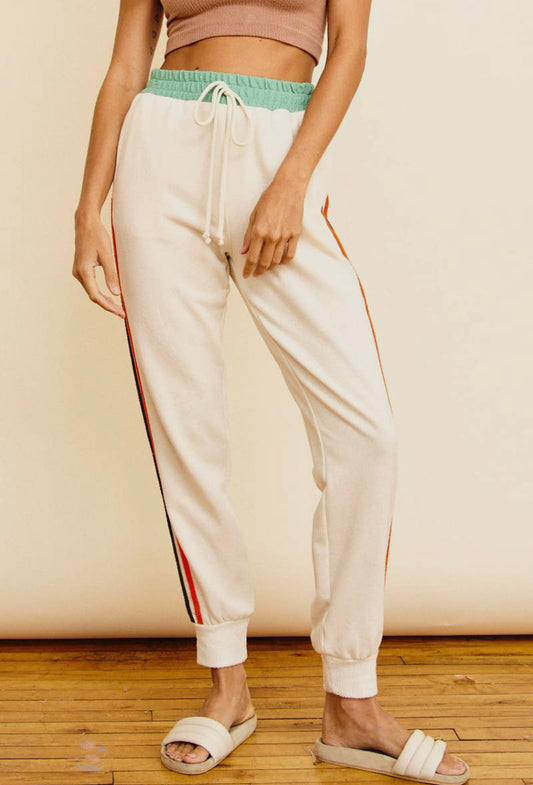 Multi Stripe Cream Jogger Sweats